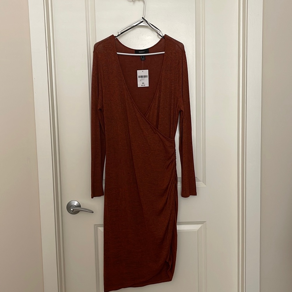Rust color dress. Great for wedding or going out with friends.